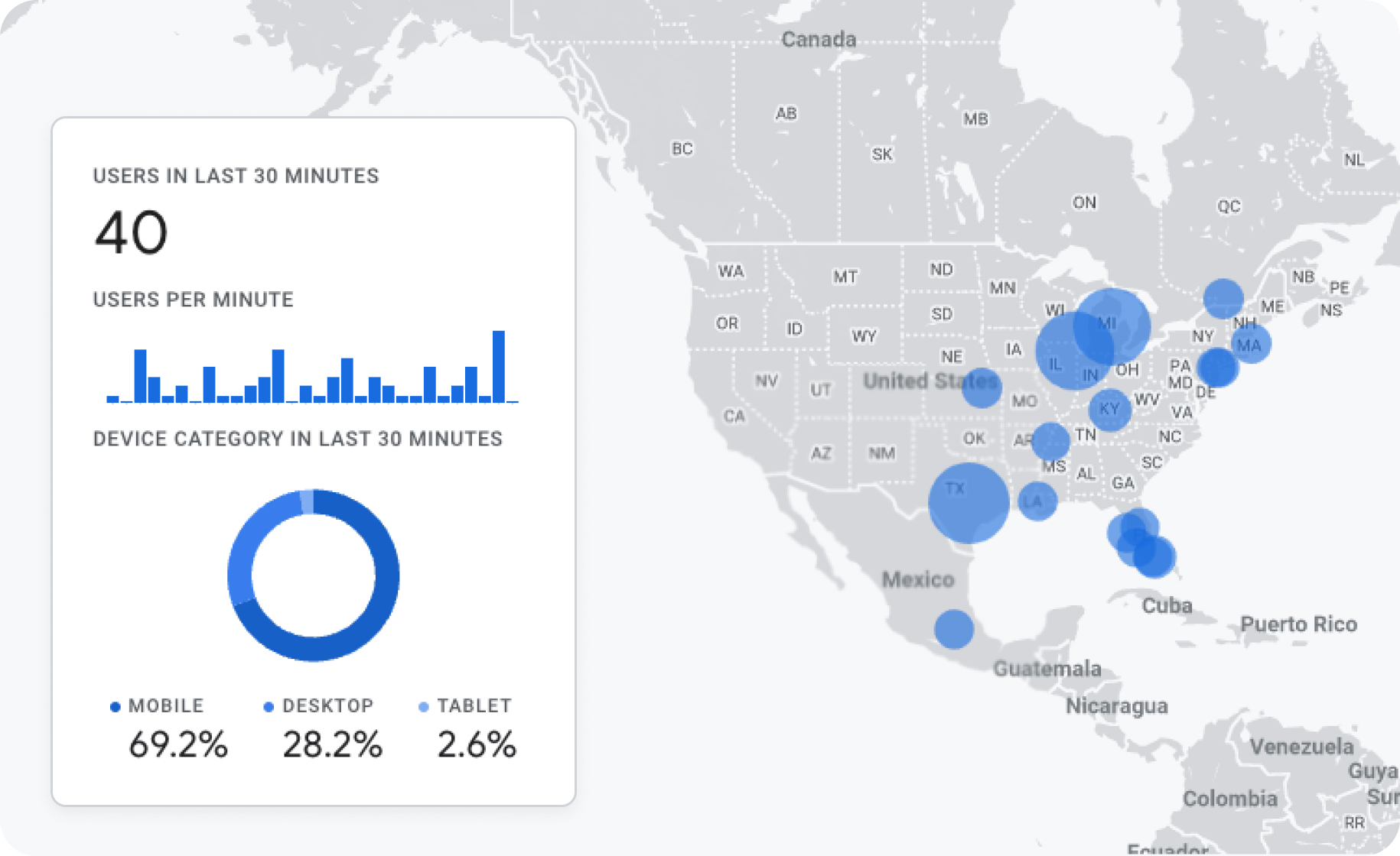 U.S. map with location pins